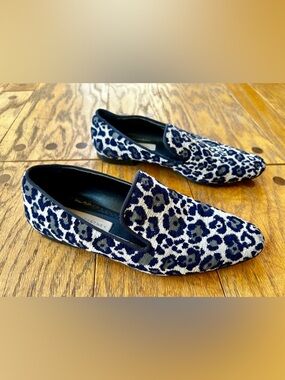 Stella McCartney blue leopard loafers size 37 or 7